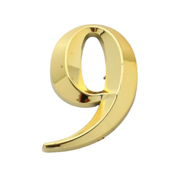 Numar casa, Usa, Cifra 9, CRT, Max Door, ABS, Autoadeziv, Auriu, 5x3 cm