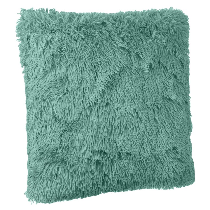 Perna Decorativa, Imitatie de Blana Shaggy, Verde Menta, 51x51cm