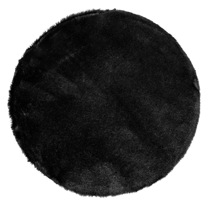 Perna Scaun Iarna, Imitatie Blana, Negru, Ø38cm