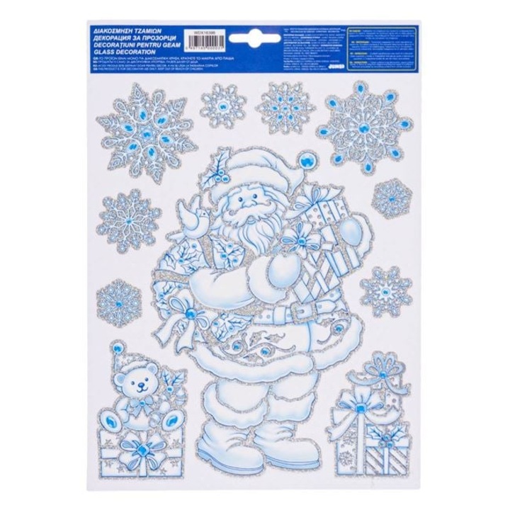 Nyland® karácsonyi dekoratív matricák Mikulás ajándékok Ciel Glitter ezüst 22x32cm