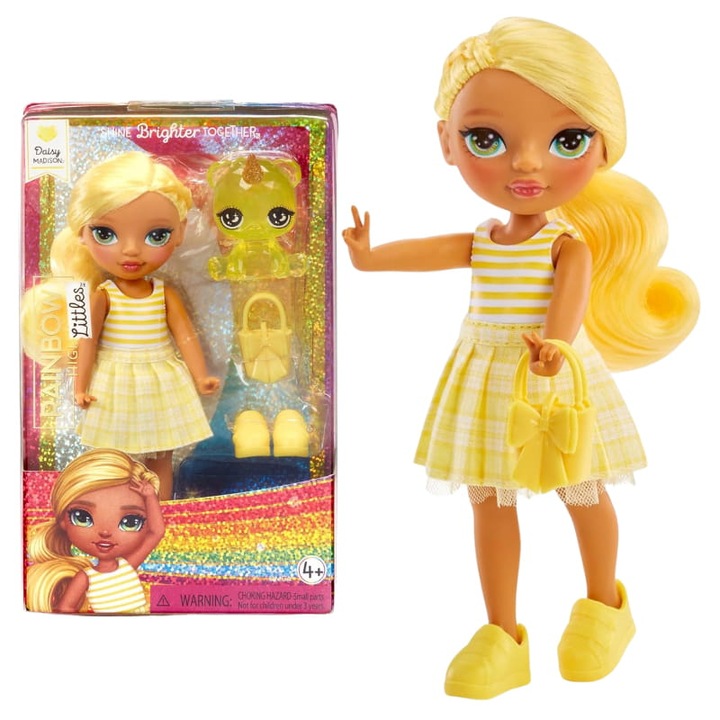 Кукла, Rainbow High Littles, Дейзи Мадисън, уникални прически, отличителни тоалети, разнообразни аксесоари, прибл. 15 см, жълто