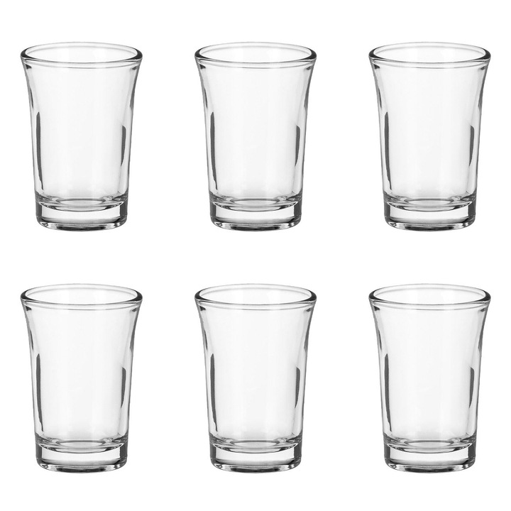 Set 6 Pahare Shot din Sticla Transparenta 50ml