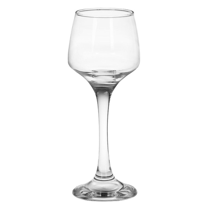 Чаша за алкохол, прозрачна, стъкло, вместимост 80 мл, диаметър 5 см, височина 14 см