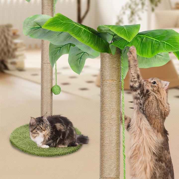 Macskajáték készlet, FUIENKO, 2 függő golyó, 1 interaktív labda, zöld, 40x40x85cm