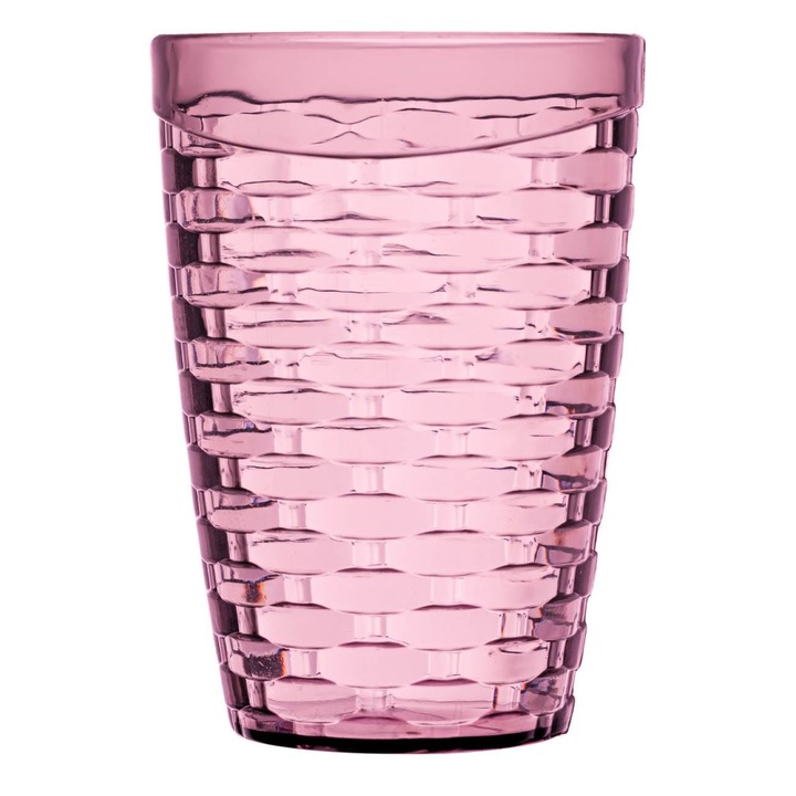 Fukszia rózsaszín dombornyomott mintás műanyag pohár vízhez 430ml