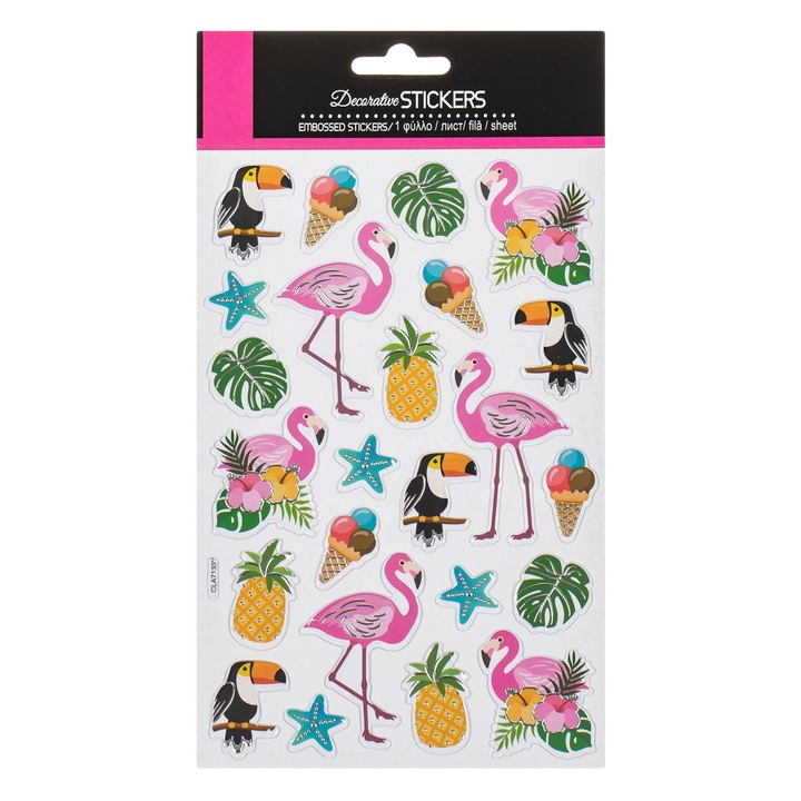 Autocolante Flamingo Tucan Stele de Mare Inghetata - 24buc