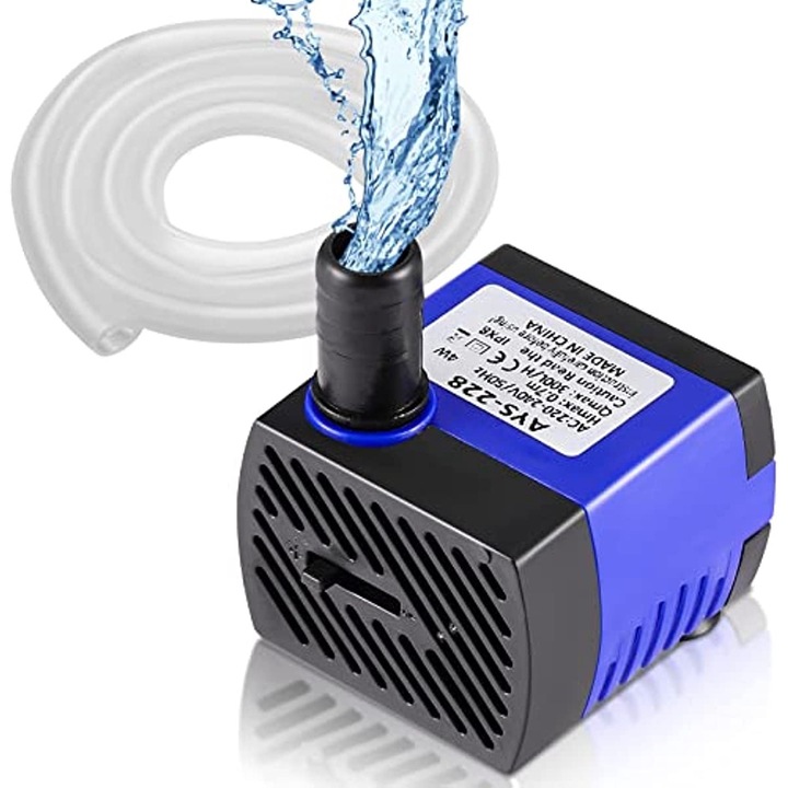 Pompa submersibila mini, 300 L/h, 1.9x1.85x1.36 inch, pentru acvarii si fantani de birou