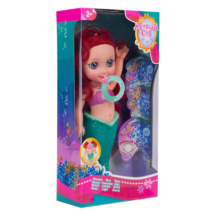 Кукла Disney, Русалка, Звук и Светлина, Многоцветна, 37 см