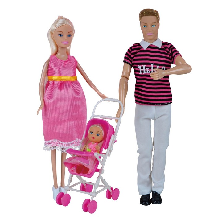 Комплект кукли Happy Family, без марка, 5 части, многоцветни, с аксесоари, 3+ години