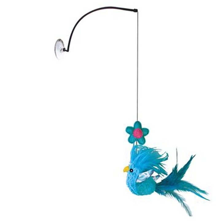 Jucarie pentru pisici KONG Connects Teaser fixare cu ventuza, albastra