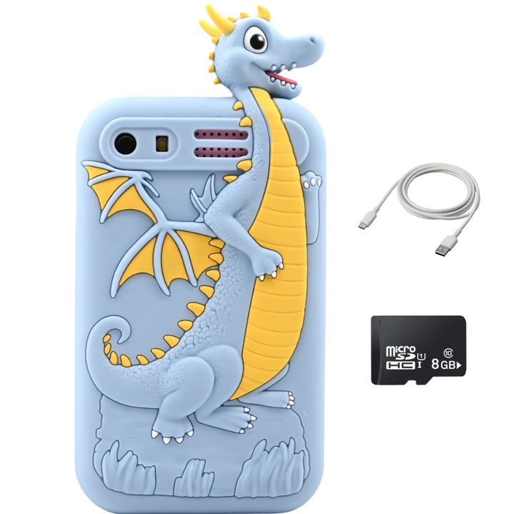 Digitális fényképezőgép gyerekeknek, telefon típus, SMARTIC®, SRKDC-0027AA modell, 8GB micro SD kártya, fotó, videó, szelfi funkciók, integrált játékok, MP3, kék