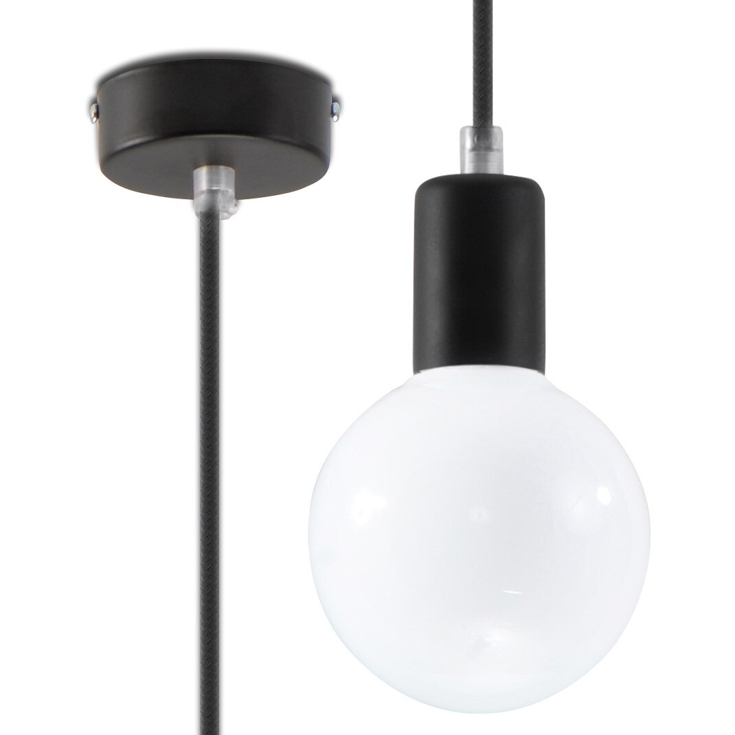 Pendul Sollux Lighting Edison, E27, 60W, Loft Design, Negru