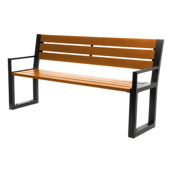 Banca de gradina Baster, 3 locuri, capacitate 250 kg, model: 02004A culoare TEAK, dimensiuni 162x86x44 cm