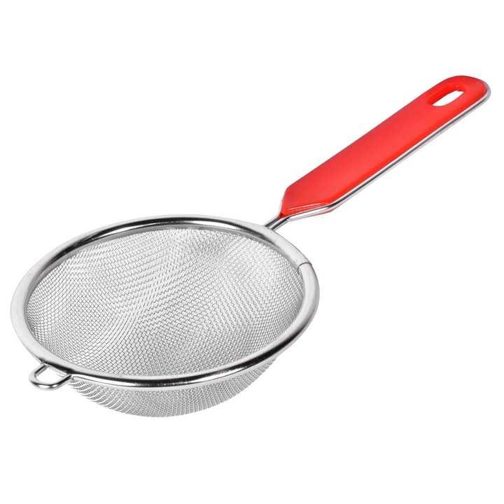 Strecuratoare Metalica, Diametru 10cm, Maner Rosu