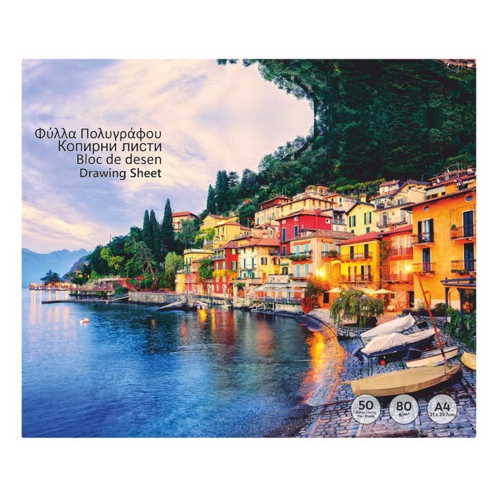 Bloc Desen A4, Lac Commo, 50 File, Alb