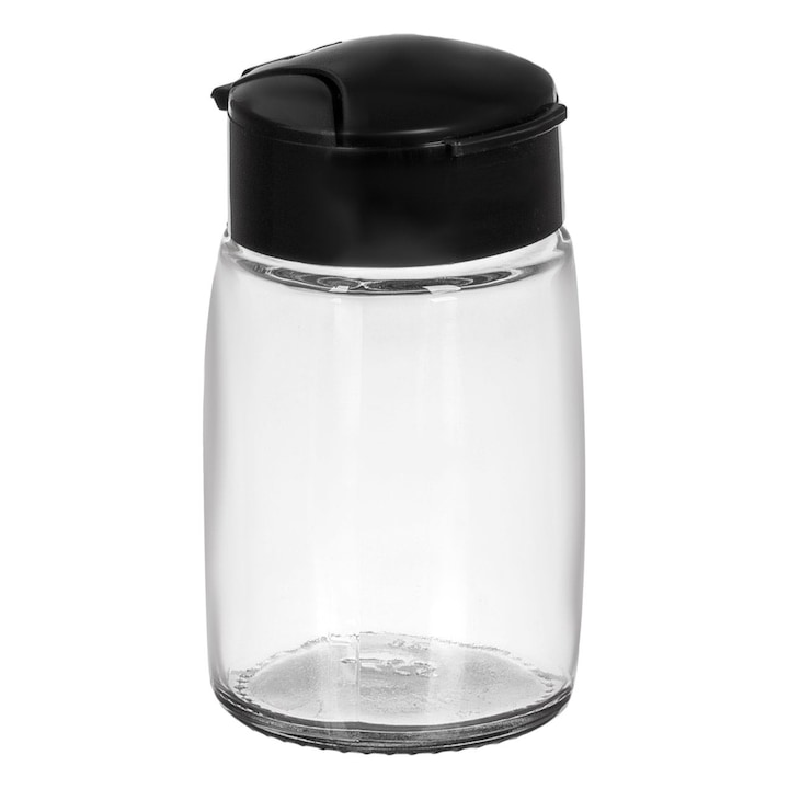 Solnita din sticla cu capac negru