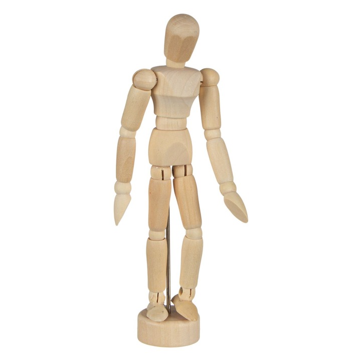 Manechin Lemn Educativ, Articulat, Inaltime 15cm