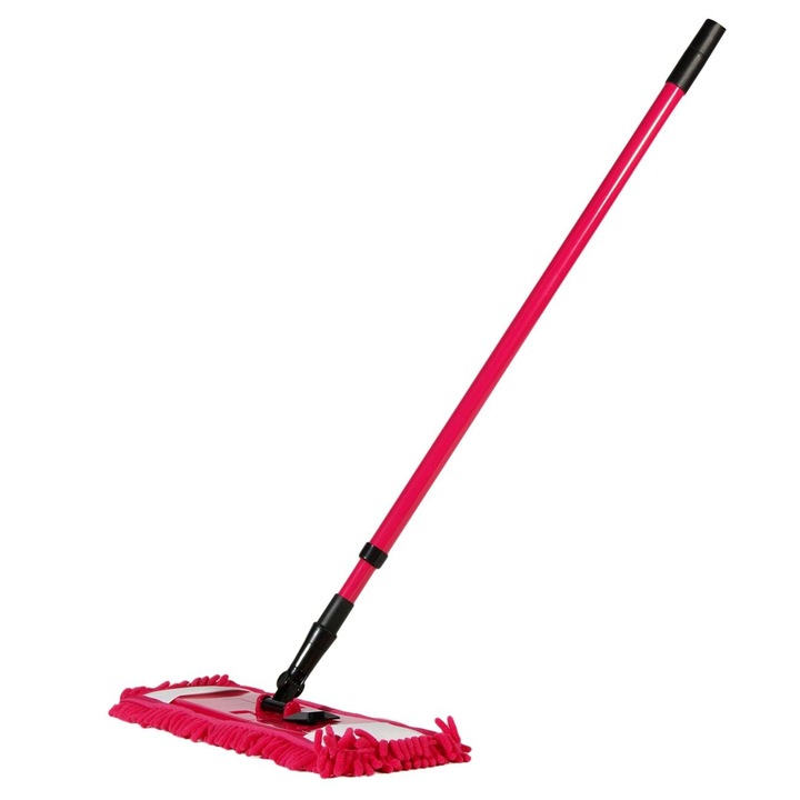 Mop cu Microfibre, Model Extensibil, Culoare Rosu, Coada 80-125cm