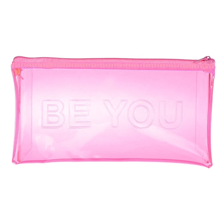 Портфейл Be You, флорален мотив, фуксия, 21x11 см