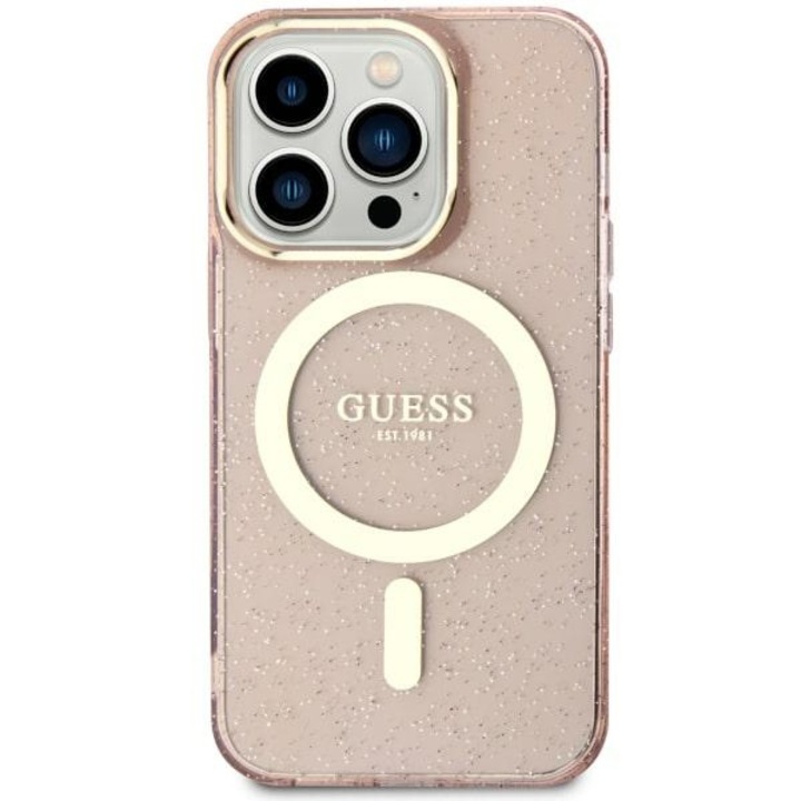 Guess tok Iphone 11/xr keménytokhoz, Pink Glitter Gold Magassafe