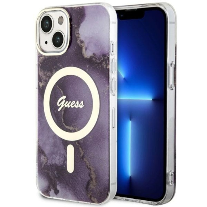 Кейс Guess за Iphone 14 Hard Violet Golden Marble case