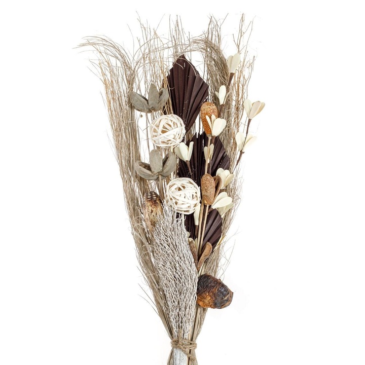 Декоративен букет от сухи цветя, модел 90см, цвят бежово кафяв