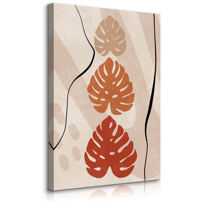 Стенопис Three Monstera Leaves Tropical Abstract decoration 40 cm x 60 cm modern for a 3D office