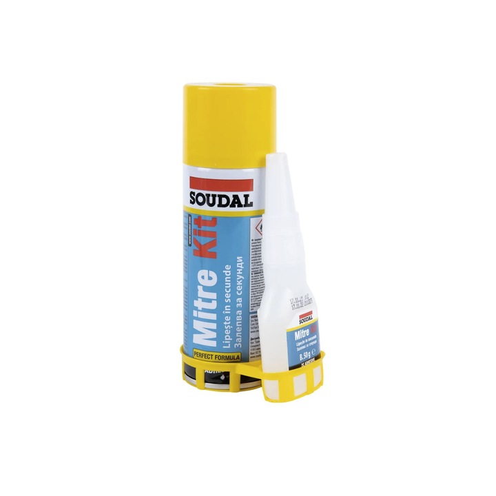 Kit adeziv tip Super Glue cu intaritor rapid, universal, 100/400ml, Soudal