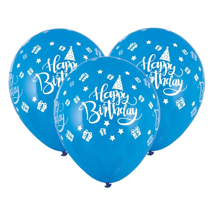 Születésnapi Lufi Szett, Latex, Happy Birthday Felirattal, Kék, 10 Darab, MYONNA IT & E- COMMERCE ®