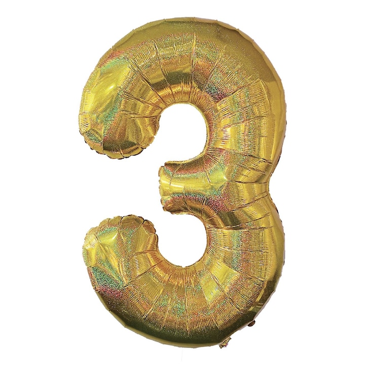 Lufi Party, Holografikus, Nr. 3, Arany Színű, Méret 110cm, MYONNA IT & E- COMMERCE ®
