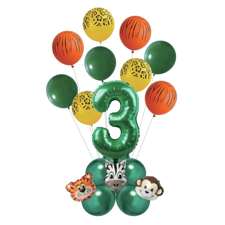 Комплект парти балони, модел Jungle, многоцветен, бр. 3, 20 бр