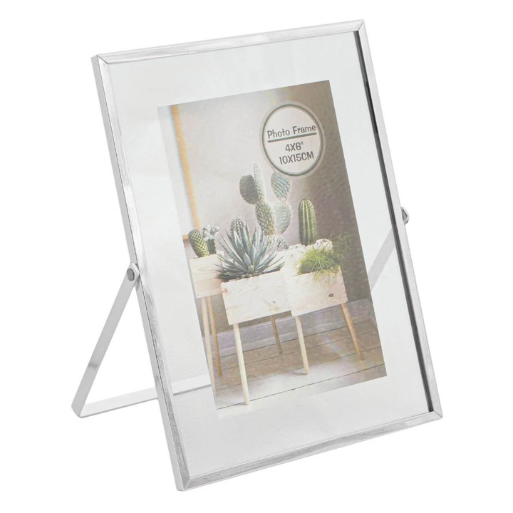 Rama Foto, Model Transparent, Suport Metalic, Argintiu, 10x15cm, MYONNA IT & E- COMMERCE ®