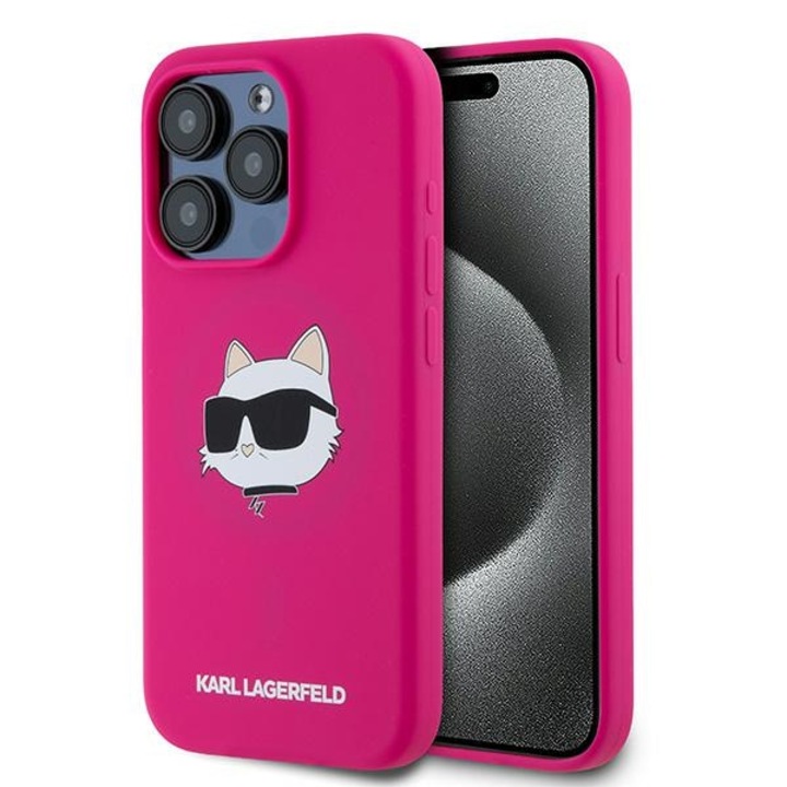 Защитен калъф за iPhone 15 Pro Max, AIR Protect, A48, термопластичен, фуксия, глава Choupette