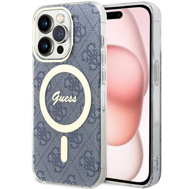 Tok iPhone 15 / iPhone 14 / iPhone 13 telefonokhoz, Guess IML 4G MagSafe (GUHMP15SH4STB), kék