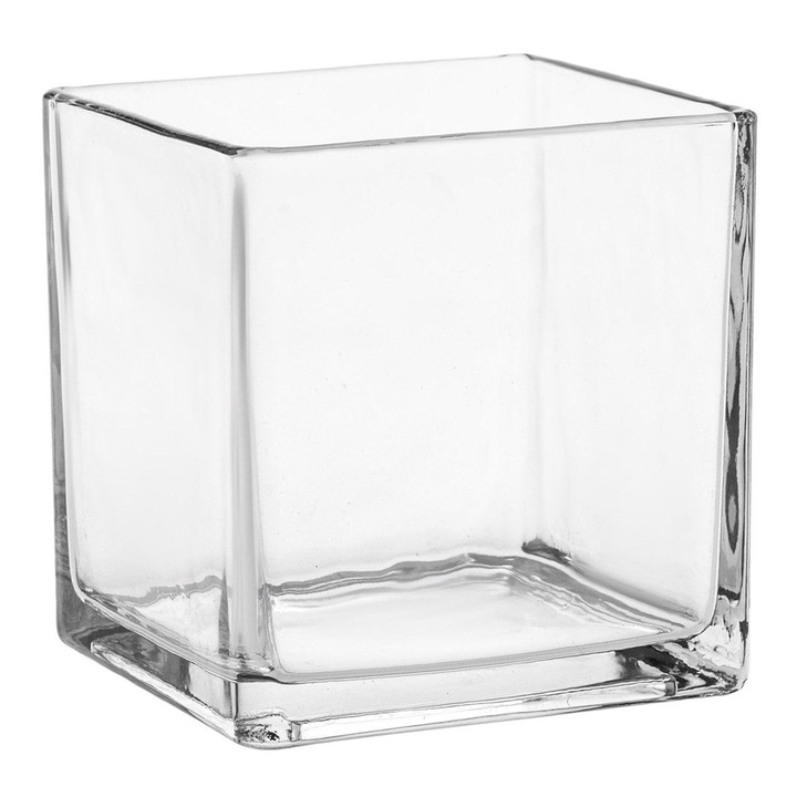 Vaza Decorativa, Model Transparent, Dimensiune 8x8x8cm, Material Sticla