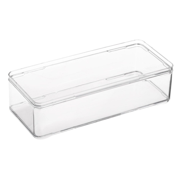 Cutie Organizare Transparenta, Plastic, Stivuibila, 21x9x5.5cm