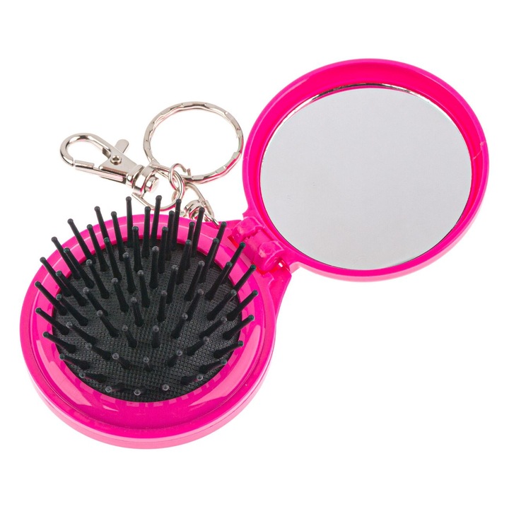 Breloc Oglinda si Pieptene, Fucsia, 7 cm, MYONNA IT & E- COMMERCE ®