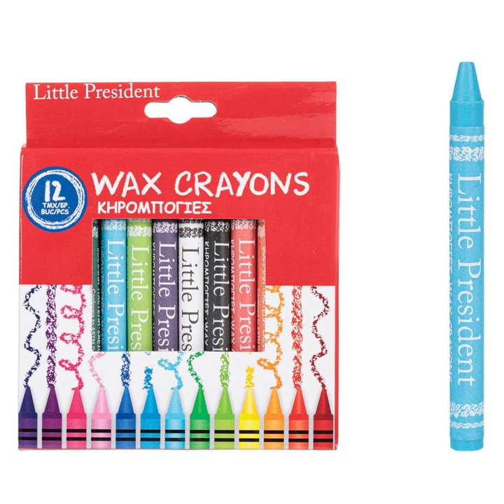 Set Creioane Cerate Subtiri Little President - 12buc