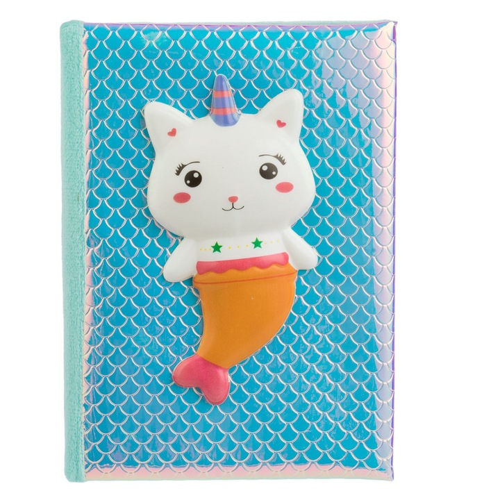 Бележник Notite A5, луксозен холографски, мек, русалка, еднорог - 80 листа