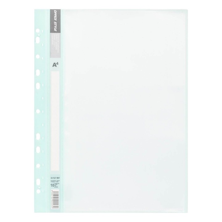 Dosar Plastic A4 cu Sina, Verde Menta, Set 10 Foliis