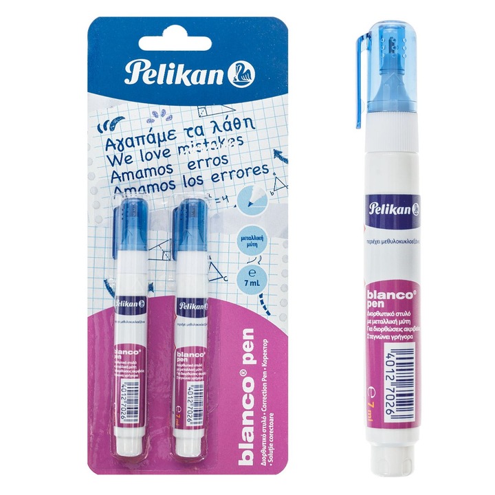 Комплект коректори, Pelikan, вместимост 7 мл, бели, 2 бр