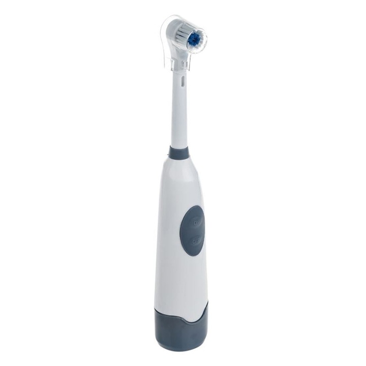 Periuta de Dinti Electrica, Model cu Rezerva, Alb cu Detalii Bleu, Rotativa 6000 RPM, Cu Baterii AA