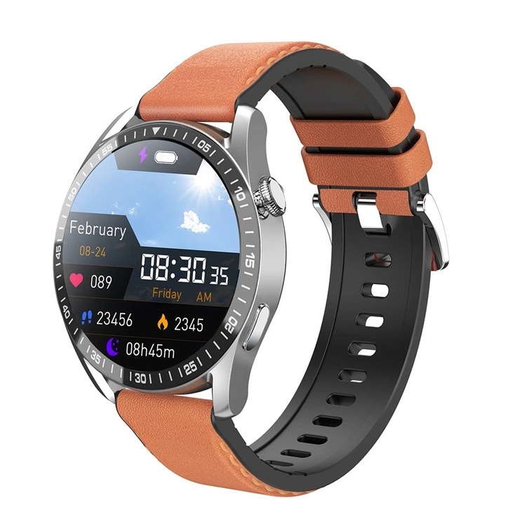 Ceas inteligent pentru sport in aer liber la moda de afaceri, apel Bluetooth, ritm cardiac, tensiune arteriala, oxigen din sange, somn, monitorizarea perioadei menstruale feminine, poate primi informatii de pe retelele sociale, Nantaisun® negru