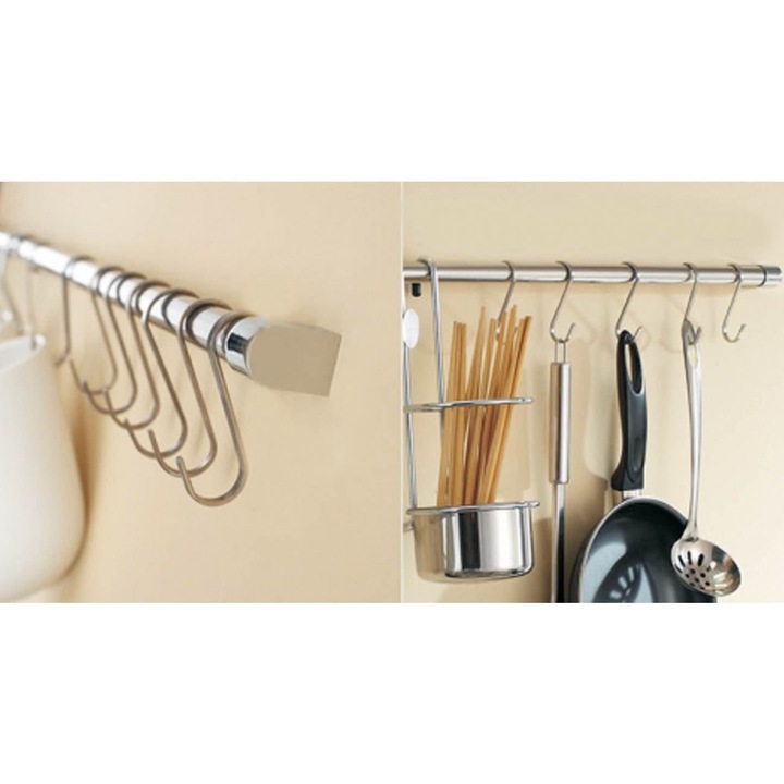 Carlige multifunctionale metalice s argintii 14cm - 3buc