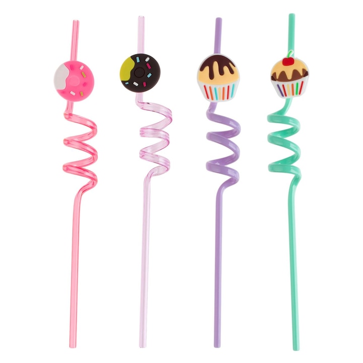 Paie Reutilizabile din Plastic Rasucite Puncakes Donuts Ø4x270mm - 4buc