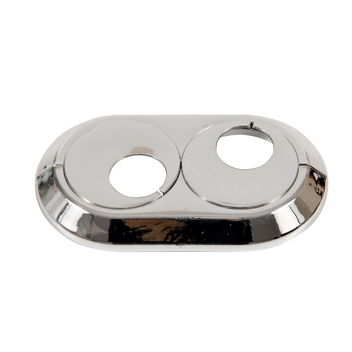 Двойна маскираща розетка, пластмаса, 18 мм, хром