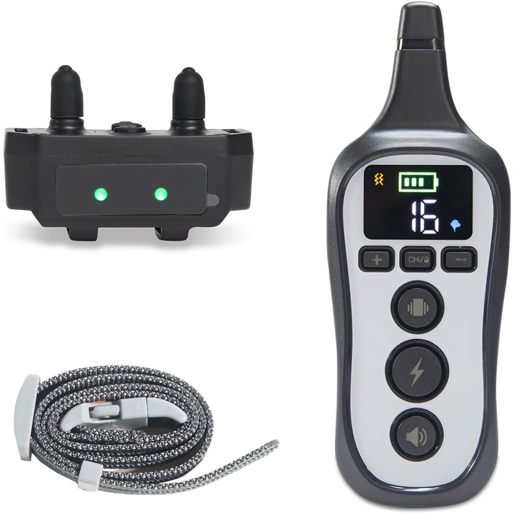 Електрически нашийник за обучение на кучета, 16 нива на сила и вибрации, водоустойчив, действие 400 метра, 3 режима на обучение, разширена автономност, регулируем