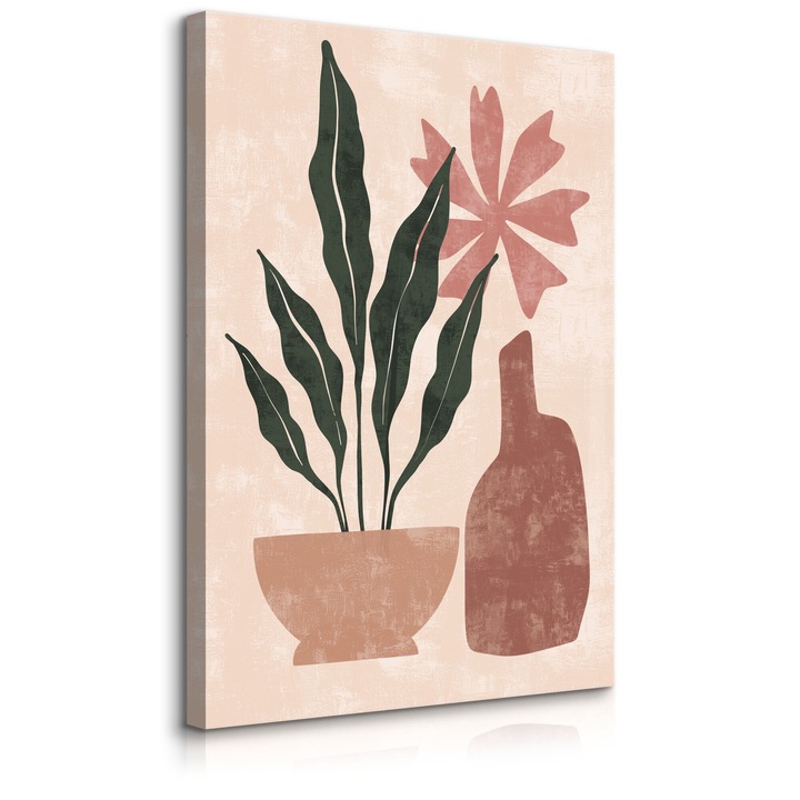 Tablou Muralo Palmier intr-o oala roz pastel 3D 20 cm x 30 cm decor pentru sufragerie