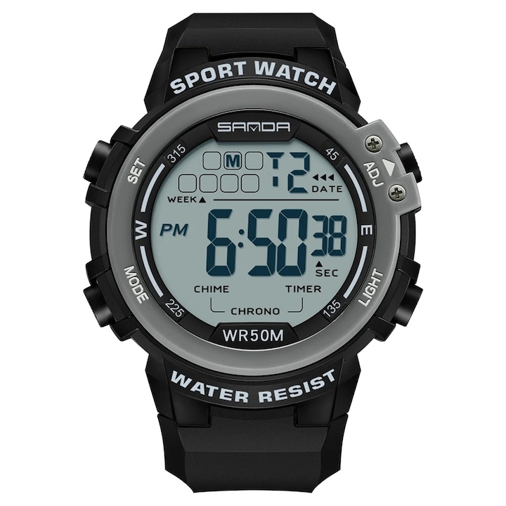 Ceas barbatesc de mana Sanda Sport Digital Fashion Multifunctional Negru