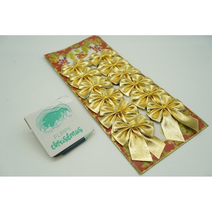 Produs premium - Set 12 fundite pentru brad, Aurii, 6 x 8 cm, din poliester, Southern Sky